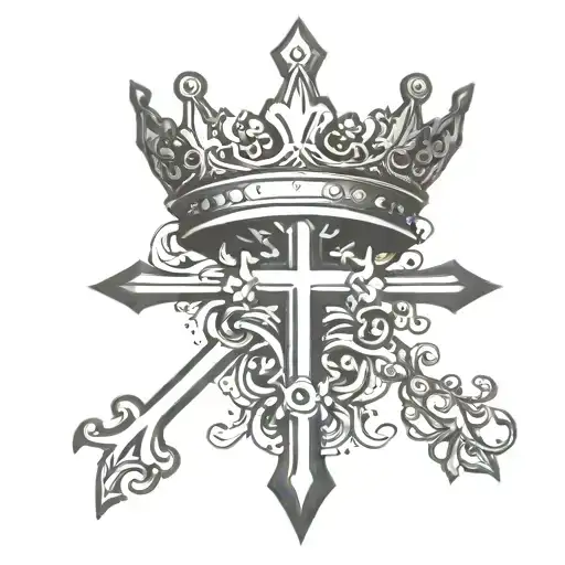 cross and crown tattoo design idea