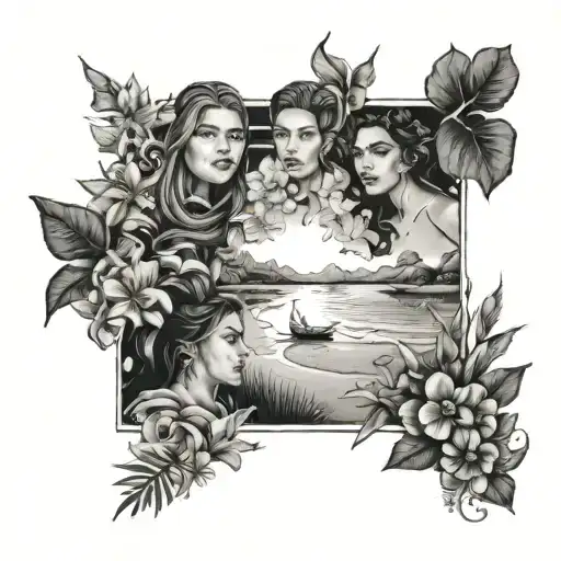 three sisters named Thais, Thalita and Mariana. Their greatest adventures were at the beach tattoo design idea