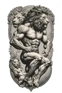 Atlas Holding The World With Lion Greek God tattoo design idea