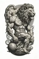 Atlas Holding The World With Lion Greek God tattoo design idea