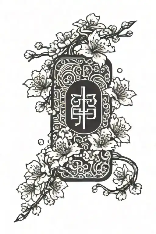 Omamori Talisman with Sakura tattoo design idea