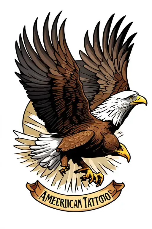 American eagle flying tattoo design idea