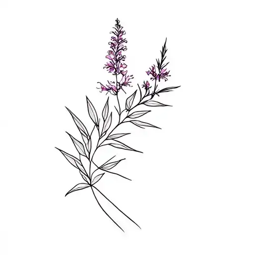 fine line pattern with fireweed hidden in tattoo design idea