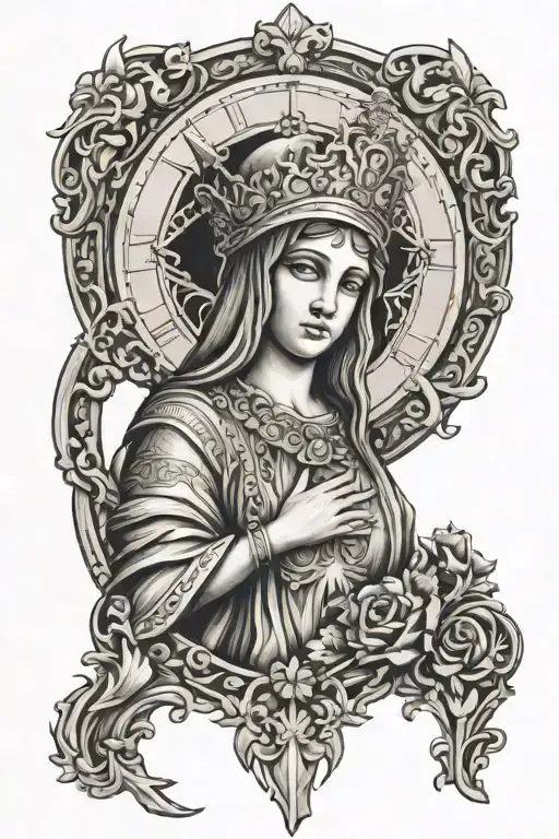 tyche of antioch with church motifs  tattoo design idea