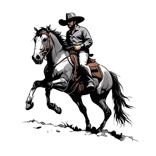Cowboy riding a horse tattoo design idea
