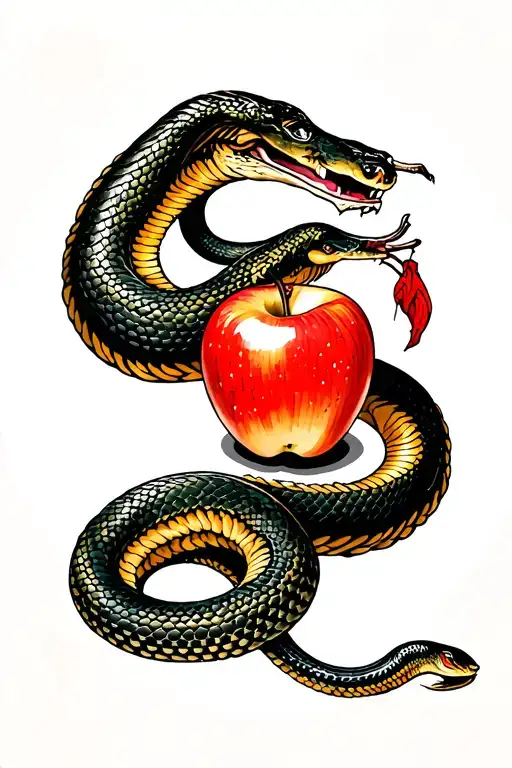 yakuza sleeve tattoo design combining with snake eating a apple tattoo design idea