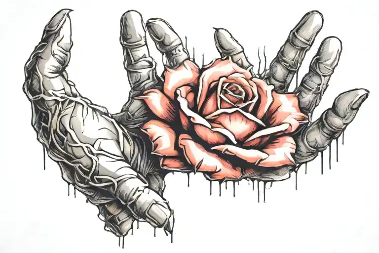 rose onto fingers decompose keep my hand tattoo design idea