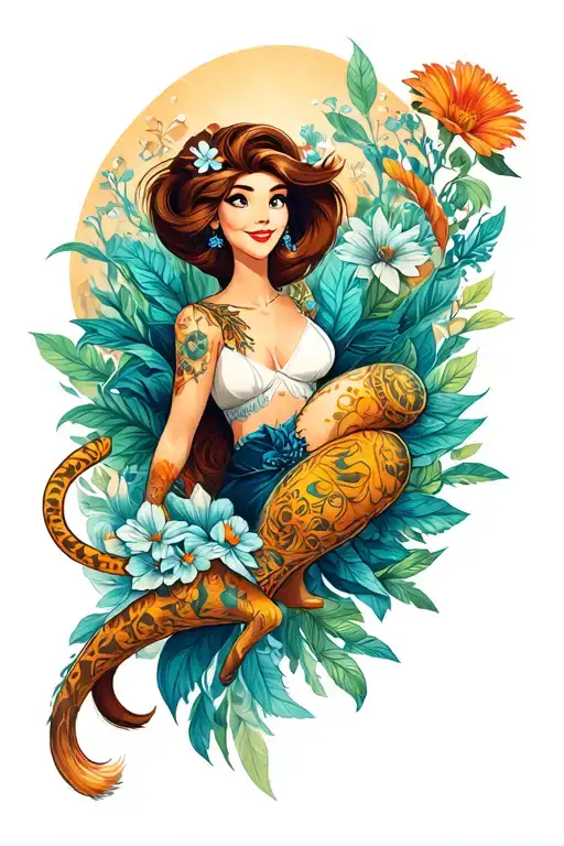 Full Leg Sleeve Tattoo Design ConceptTheme: Whimsical & nostalgic mix of Disney, DreamWorks, literature, music, Leo ♌️  tattoo design idea