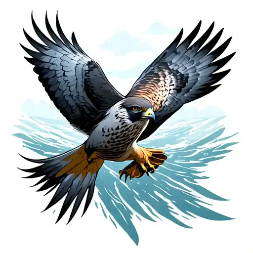 peregrine falcon diving tattoo design idea