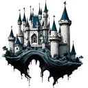 disney castle floating tattoo design idea
