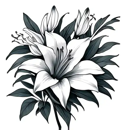Daylilies and foliage  tattoo design idea