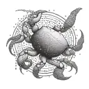 zodiac sign Cancer with sea tattoo design idea