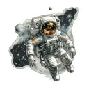 astronaut floating in space tattoo design idea