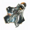 astronaut floating in space tattoo design idea
