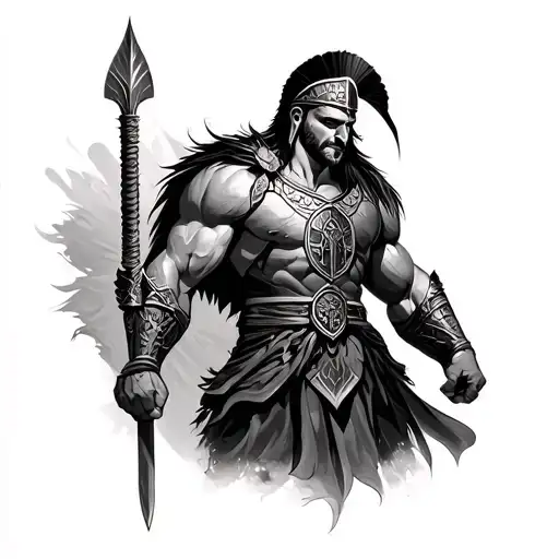 peagusus with spartan warrior tattoo design idea