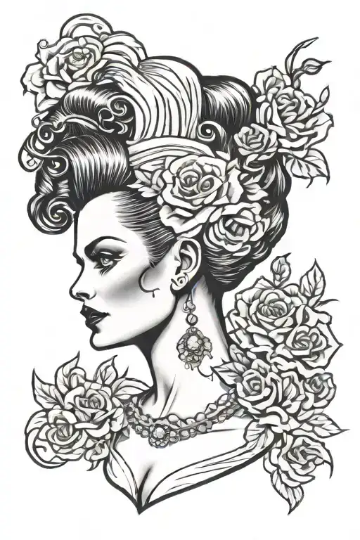 bride of frankenstein pin-up tattoo design idea