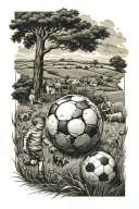 family, countryside, god football tattoo design idea