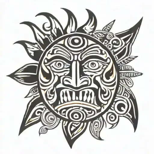 Haida Sun face tattoo design idea