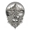Music, Peace and Mountain Inspired tattoo design tattoo design idea