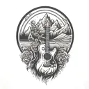 Music, Peace and Mountain Inspired tattoo design tattoo design idea