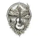 Music, Peace and Mountain Inspired tattoo design tattoo design idea