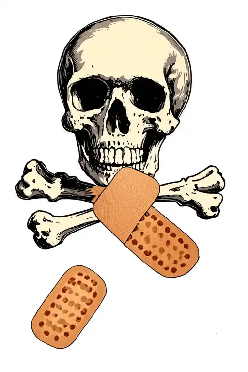 fractured bone with band aid tattoo design idea