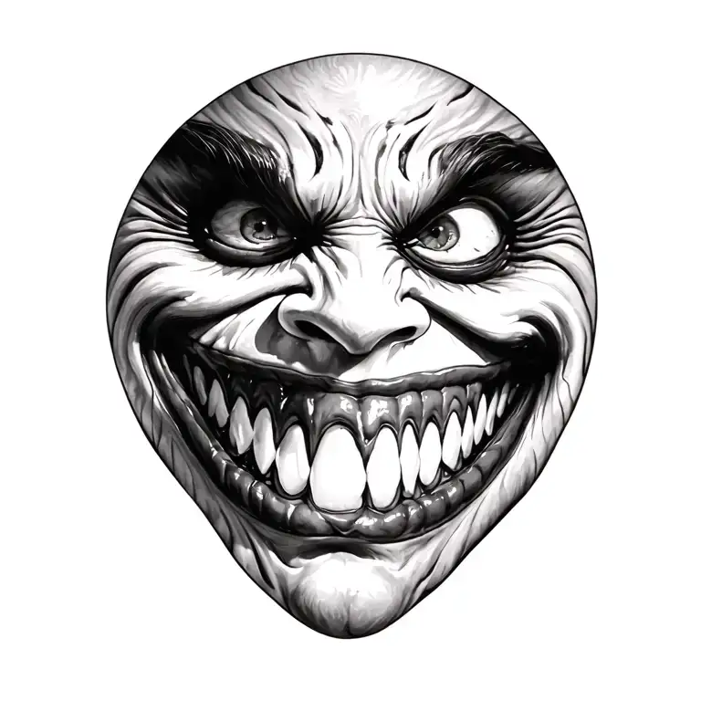 evil smile face tattoo design idea