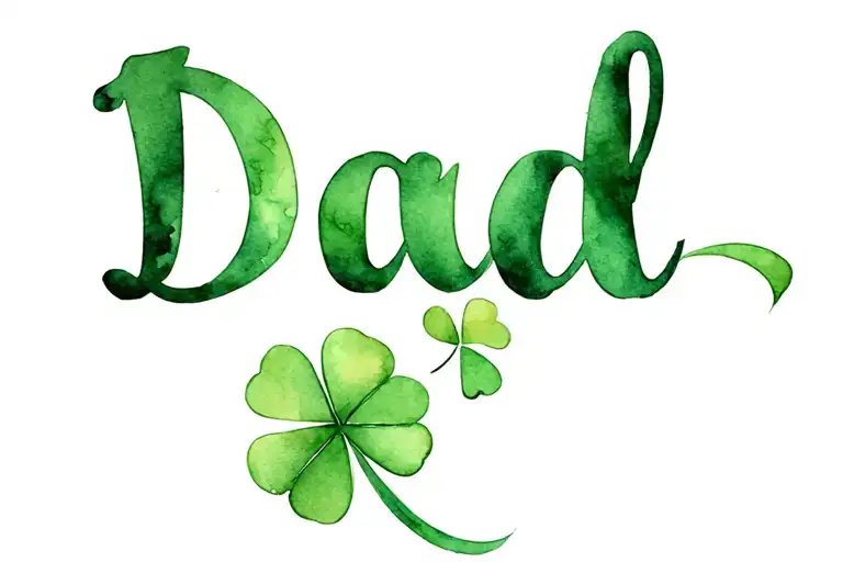 "Dad" 4 leaf clover intertwined tattoo design idea