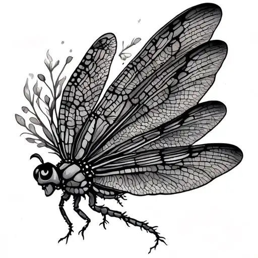 Dragonfly Fine Line work tattoo design idea