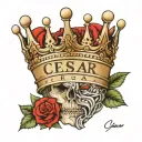 Cesar crown with name tattoo design idea