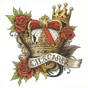 Cesar crown with name tattoo design idea