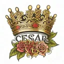 Cesar crown with name tattoo design idea
