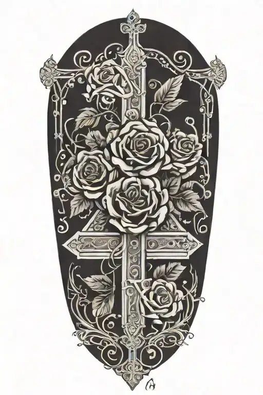 Western,Playing Cards, Roses,Barbed wire,Cross tattoo design idea