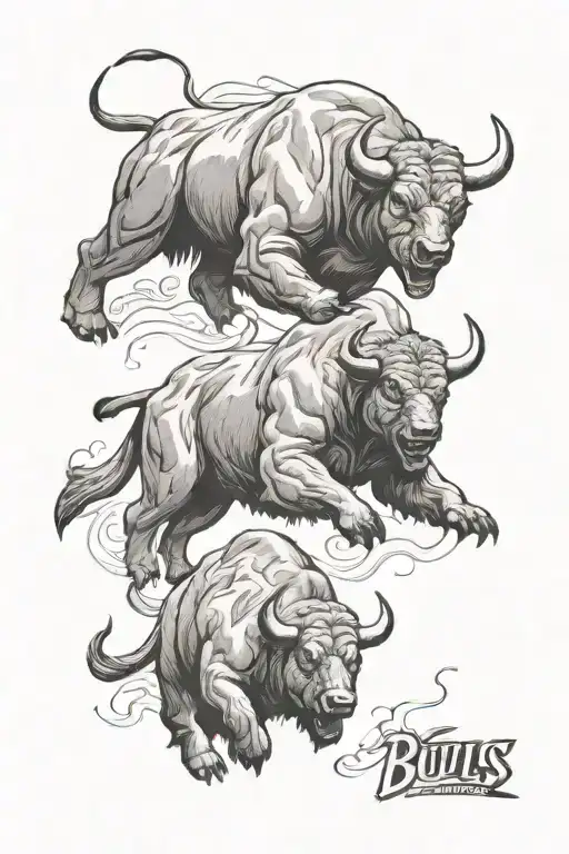 bulls vs bears tattoo design idea