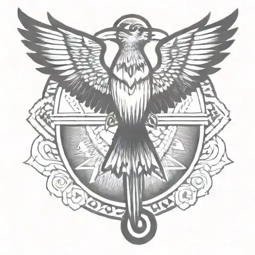 the bird is geometric with straight shapes tattoo design idea