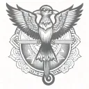 the bird is geometric with straight shapes tattoo design idea