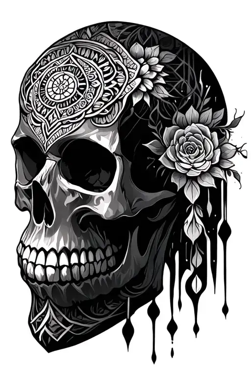 sacred geometry mystical skull with mandala tattoo design idea