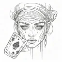 poker face one side sad with tears the other forcing a smile  tattoo design idea