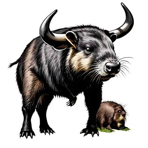 carabao and beaver tattoo design idea