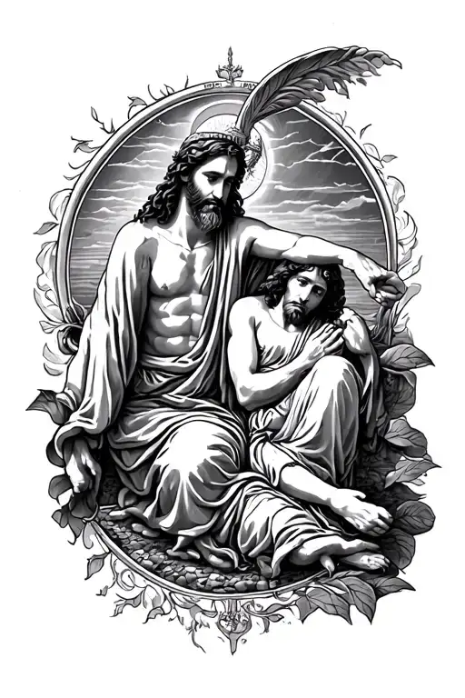 Biblical scene tattoo design idea