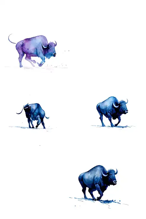 three buffalos running tattoo design idea