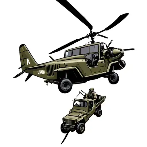 army aviation and jeeps tattoo design idea