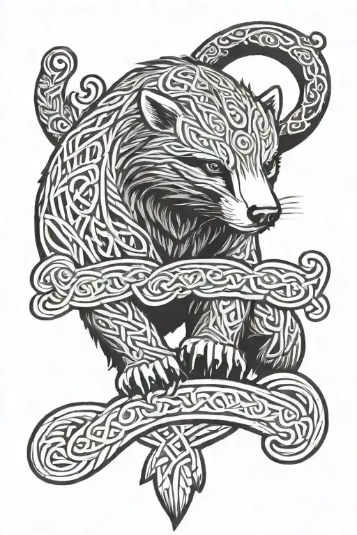 Celtic knot honey badger tattoo design idea