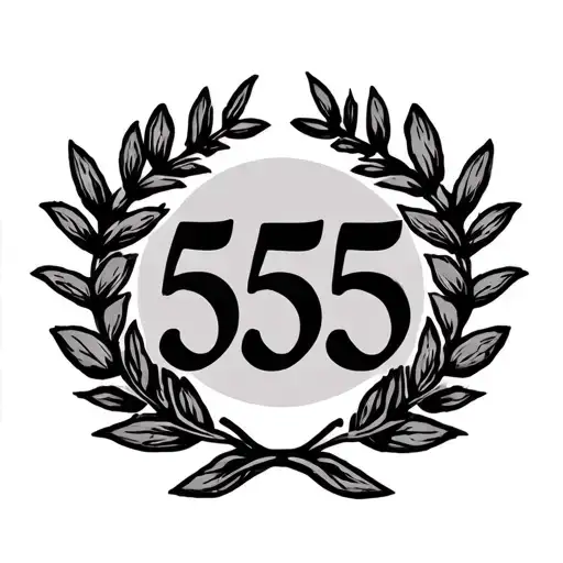 laurel wreath with 555 in old English tattoo design idea