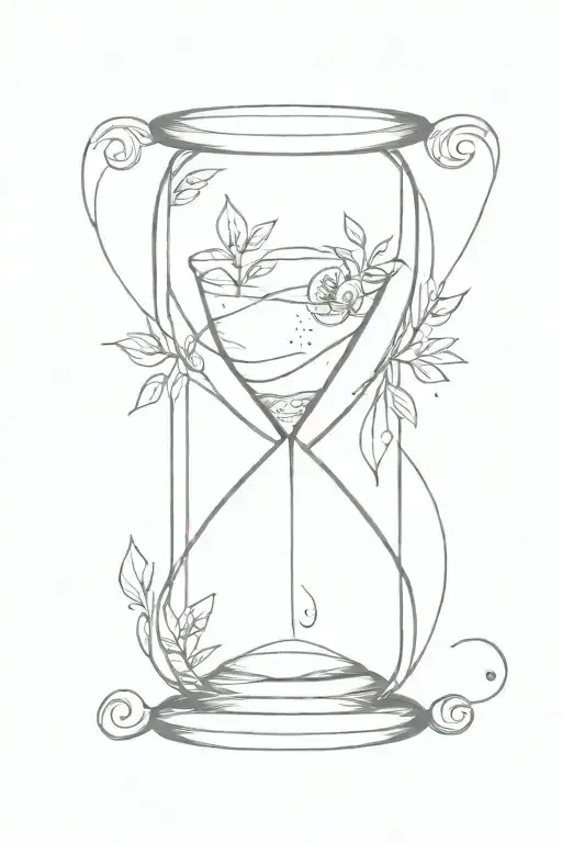 hourglass with suspended grain and initials inside  tattoo design idea