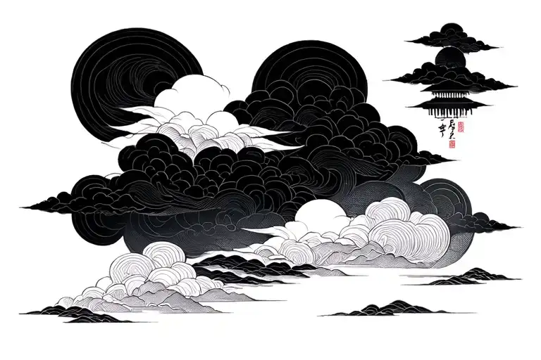 simple japanese clouds tattoo design idea