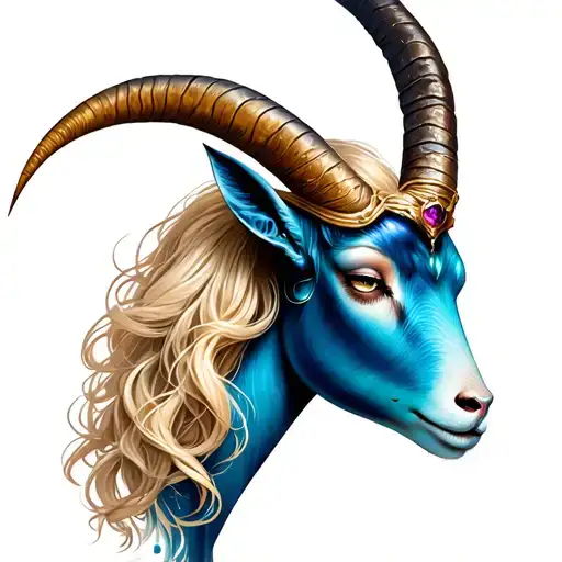 CAPRICORN FEMALE, ZODIAC, garnet, SEA GOAT, BLONDE WOMAN, FEMININE tattoo design idea