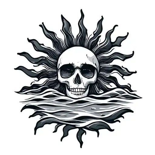 save beach sun theme tribal tattoo design idea