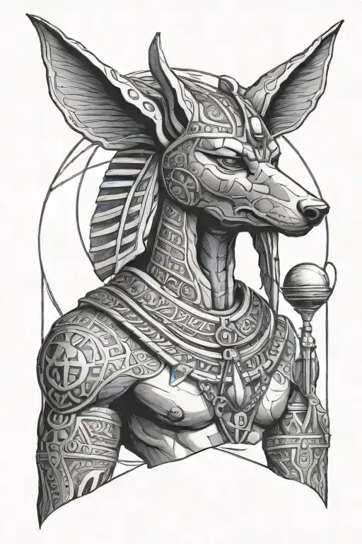 anubis holding the balance tattoo design idea