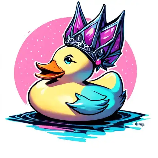 rubber duck insured by Lucifer from Hazbin hotel tattoo design idea